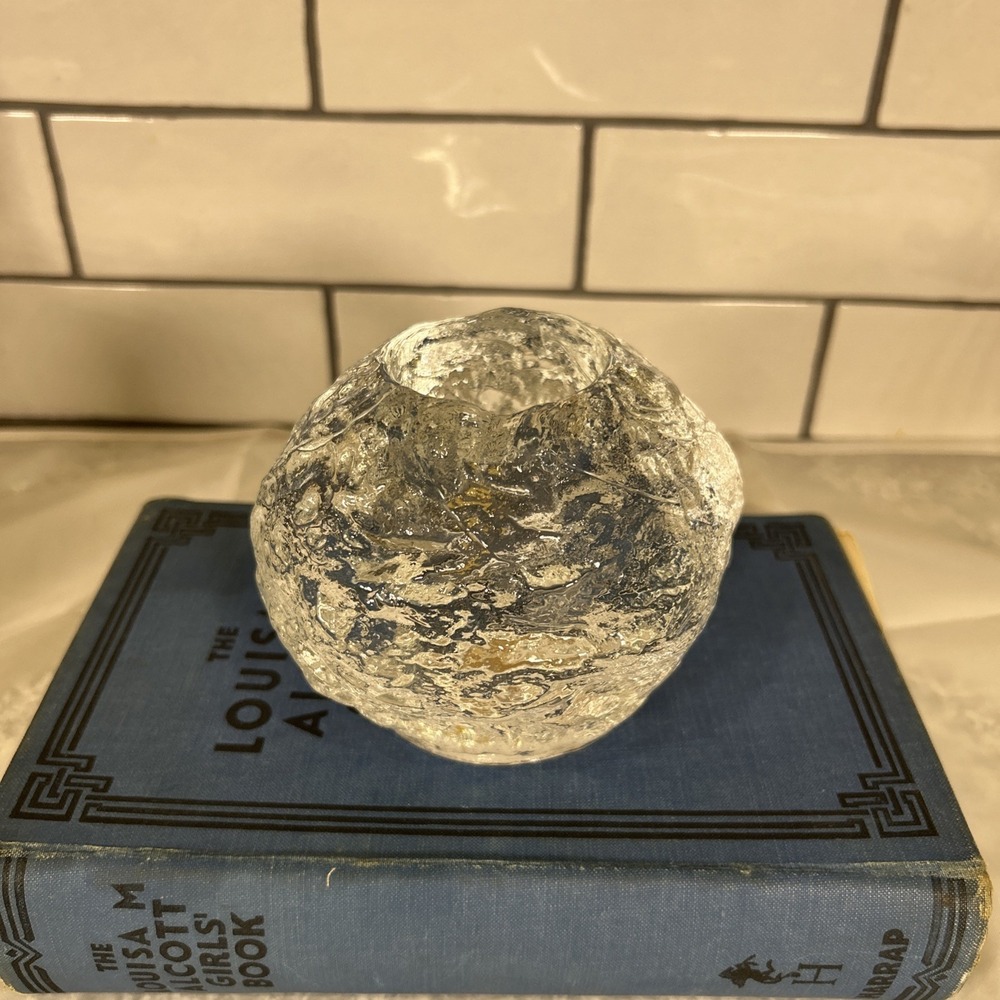 Kosta Boda Glass Snowball Votive Candle Holder Tea Light Paper Weight 4.25"